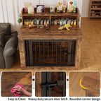 IRONCK Extra Large Dog Crate Furniture, 43.3 inches Wooden Dog Crate with Storage and 4 Hooks, Heavy Duty Pet Crate for Large Dog, Decorative Pet Cage for Indoor (30" L x 43.3" W x 41.1" H)