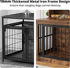 IRONCK Extra Large Dog Crate Furniture, 43.3 inches Wooden Dog Crate with Storage and 4 Hooks, Heavy Duty Pet Crate for Large Dog, Decorative Pet Cage for Indoor (30" L x 43.3" W x 41.1" H)