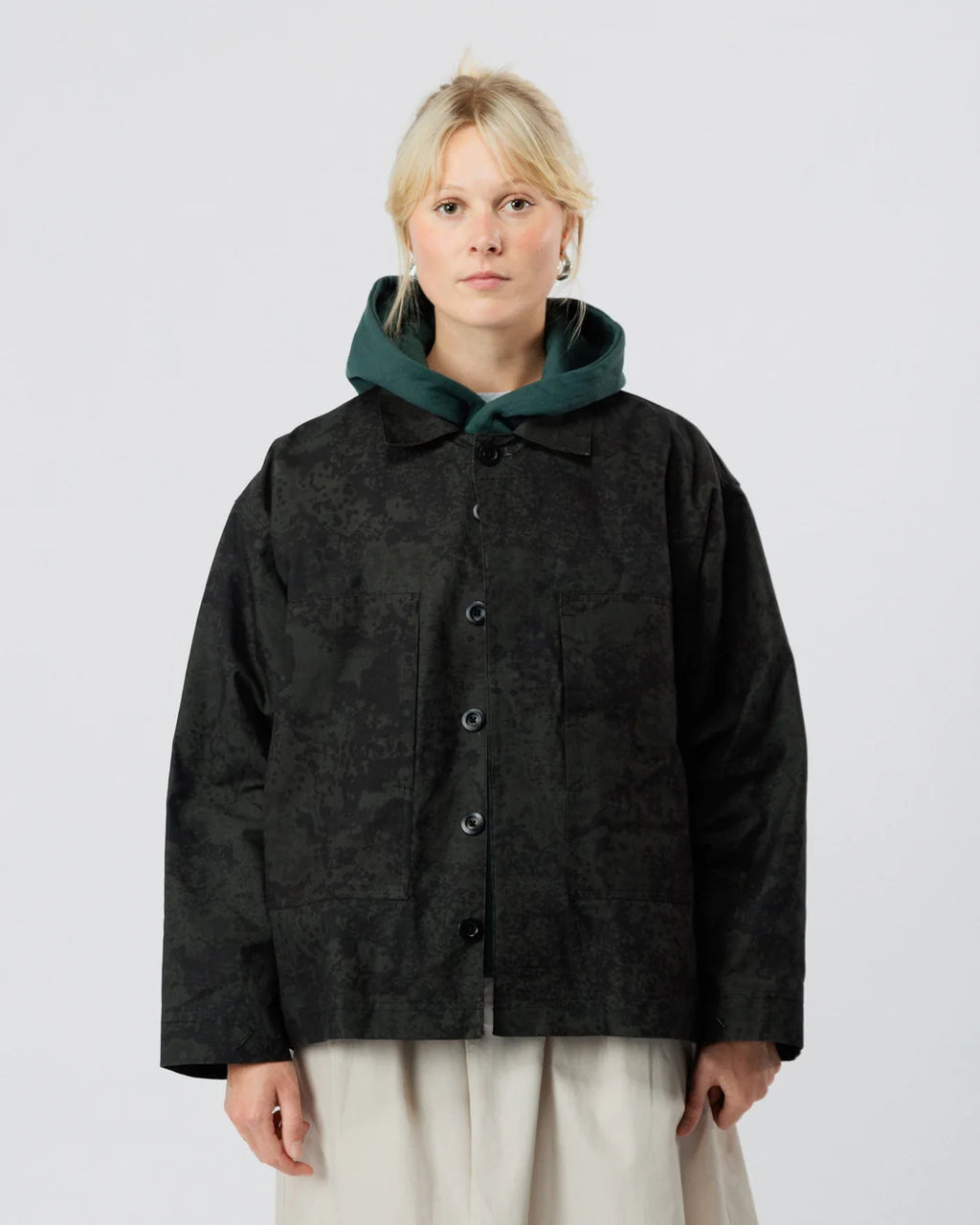 Black printed waterproof jacket