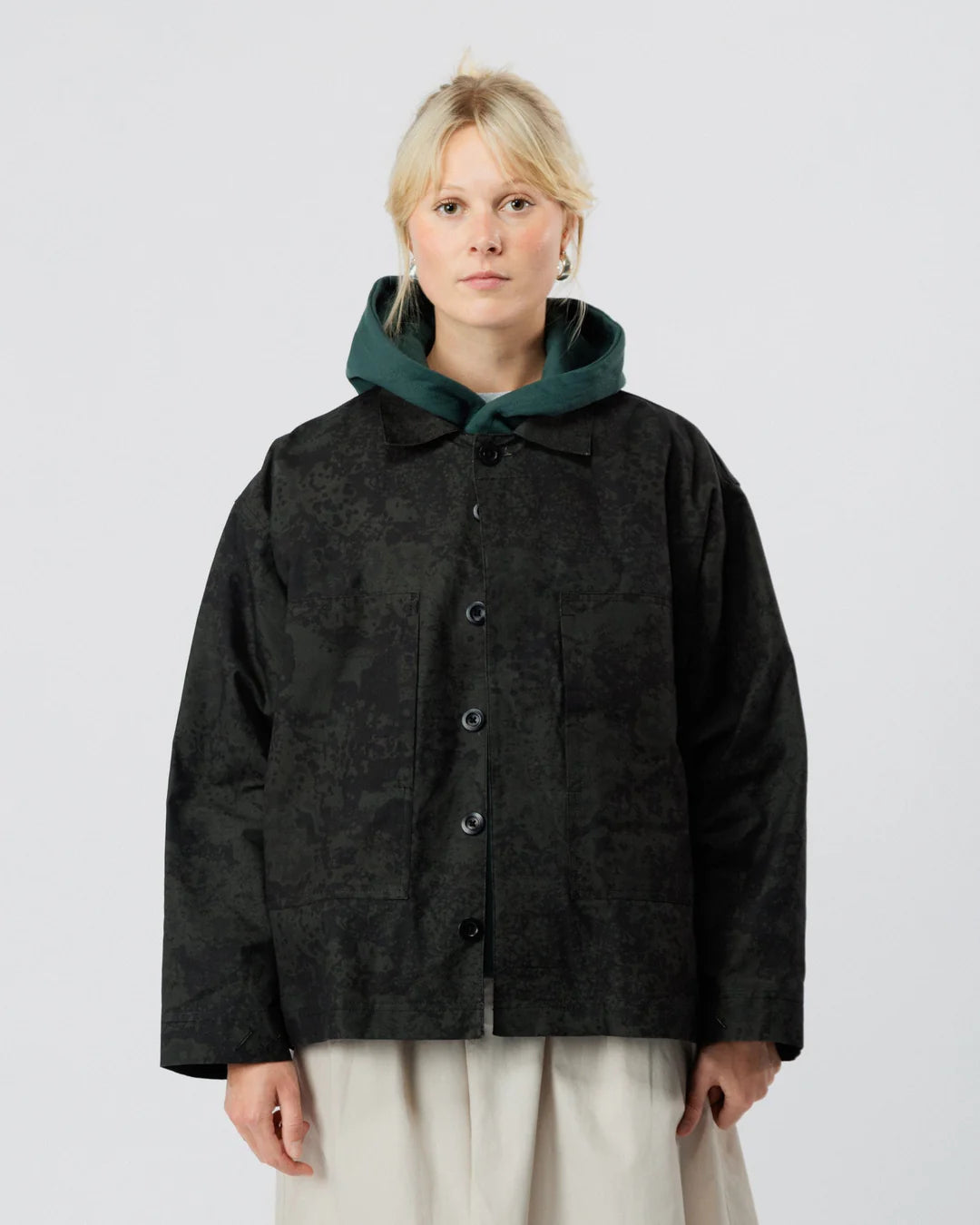Black printed waterproof jacket
