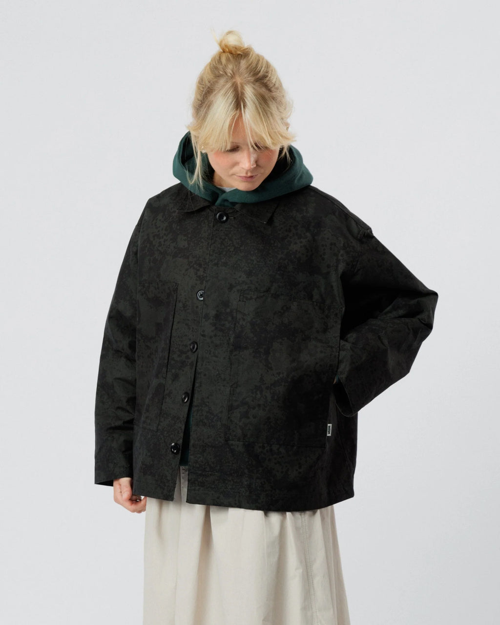 Black printed waterproof jacket