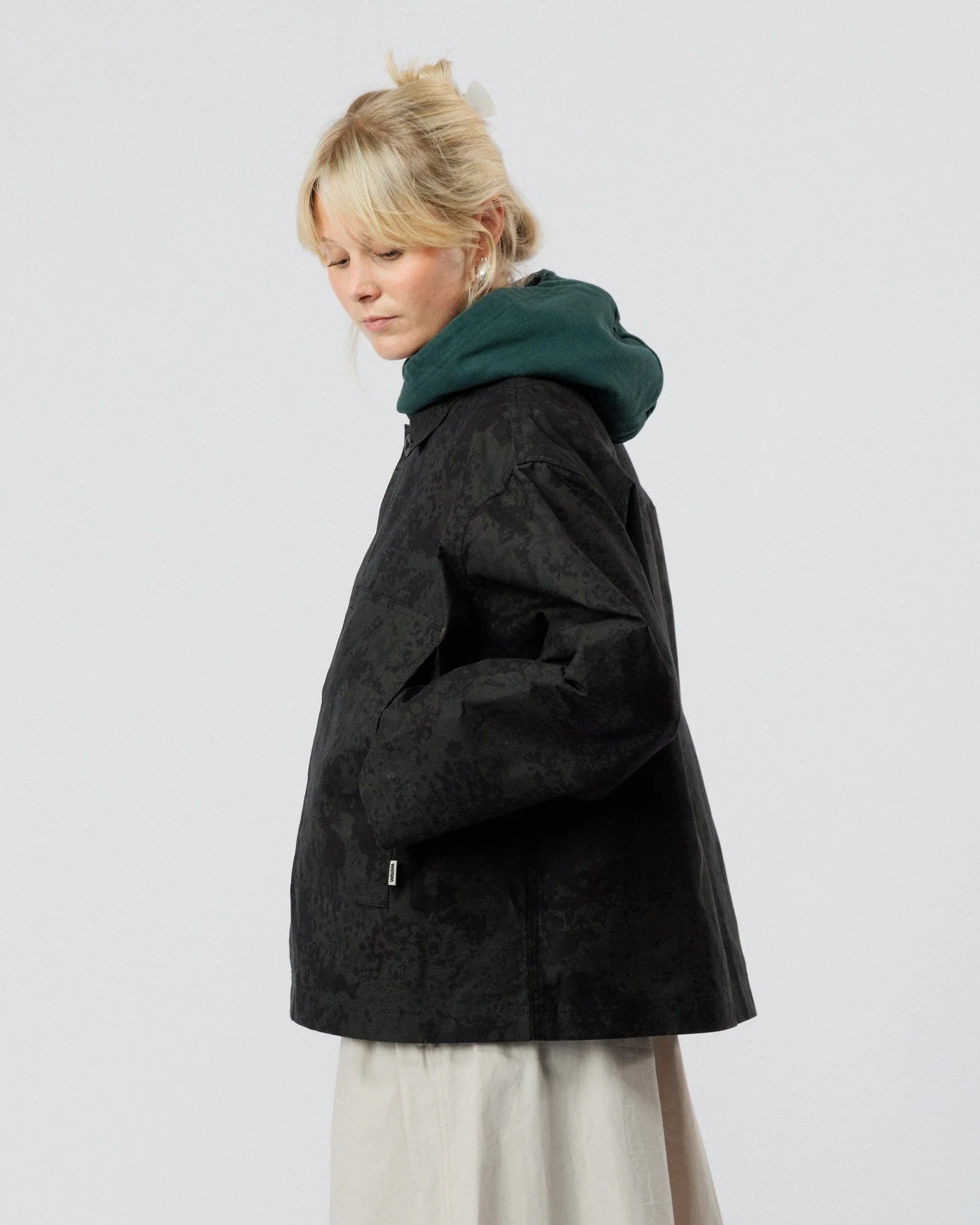 Black printed waterproof jacket