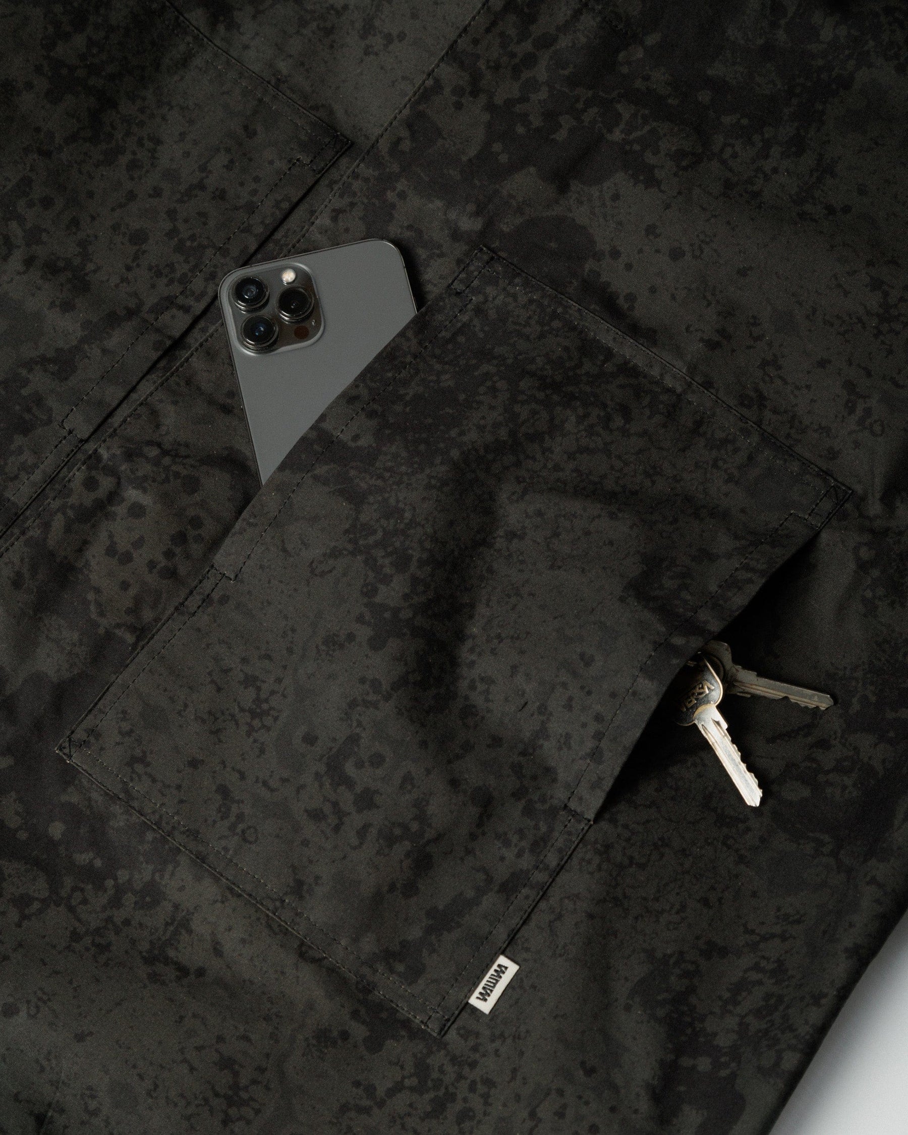 Black printed waterproof jacket