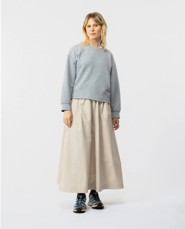 Poplin casual long dress beige