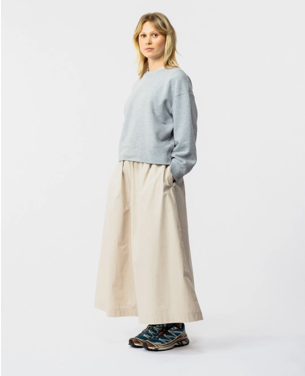 Poplin casual long dress beige