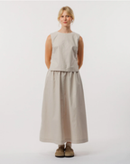 Poplin casual long dress beige