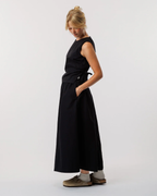 Poplin casual long dress black