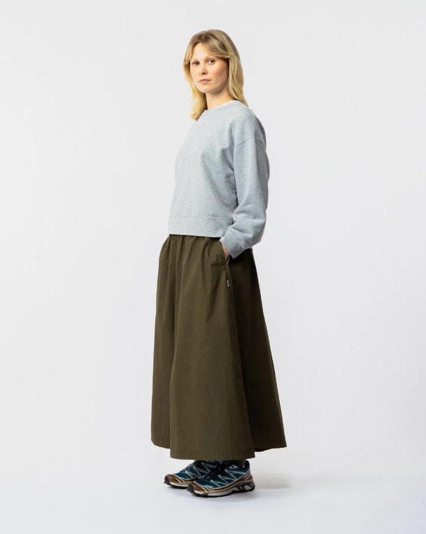 Poplin casual long dress khaki