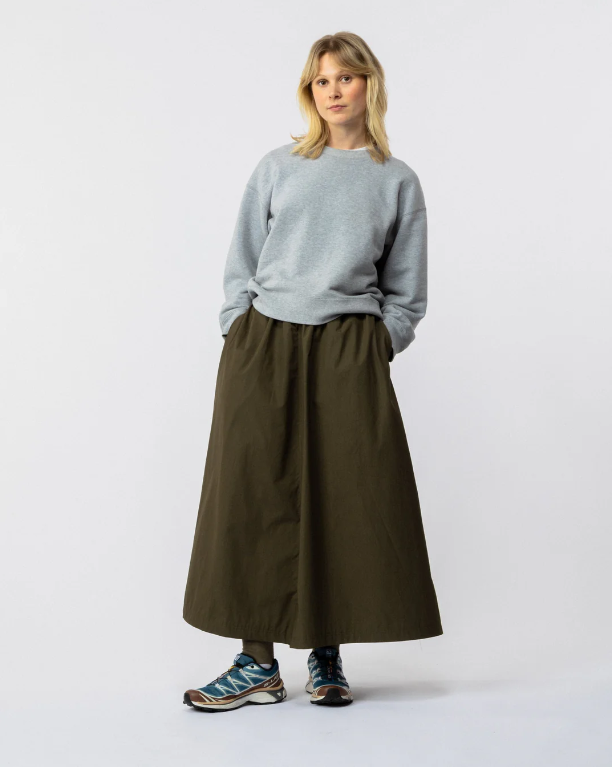 Poplin casual long dress khaki