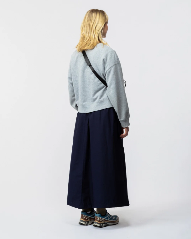Poplin casual long dress navy