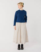 Poplin casual long dress navy/beige