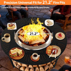 40 Inch Compact Fire Pit Surround Tabletop for Solo Stove Ranger & Tiki 20, Outdoor Patio Stand with Firewood Storage Shelf, Heavy Duty Steel, 200LB Capacity